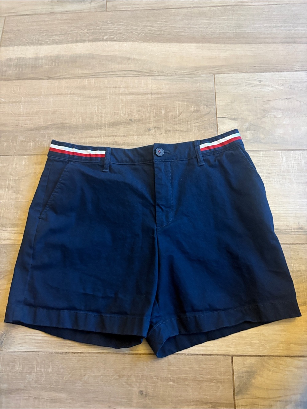 Tommy Hilfiger Navy Shorts with Red-White Stripe Waistband